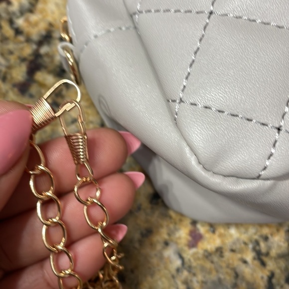 Gray Quilted Gold Chain Strap Mini Bag - Picture 10 of 13